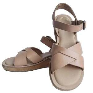 Kork-Ease Beige Leather Platform Wedge Sandals Ankle Strap Women US 7